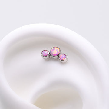 Detail View 1 of Implant Grade Titanium OneFit Threadless Journey Fire Opal Trio Top Part-Pink Opal